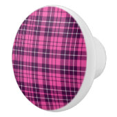 Modern Roze Tartan Plaid Patroon Keramische Knop (Rechts)