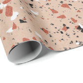 Modern roze terrazzo printpatroon cadeaupapier (Rol Hoek)