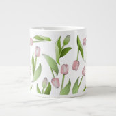 Modern roze Tulp Patroon Extra Grote Beker (Voorkant)