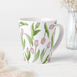 Modern roze Tulp Patroon Latte Mok