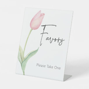Modern Roze Tulp Solo Vrijgezellenfeest Favorieten Reclamebord Met Voetstuk
