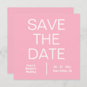 Modern Roze Vierkant Minimalist Save The Date (Voorkant / Achterkant)