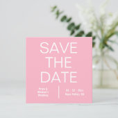Modern Roze Vierkant Minimalist Save The Date (Staand voorkant)