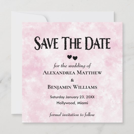 Modern Roze Waterverf Elegant Bruiloft Personalise Save The Date (Voorkant)