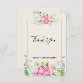 Modern roze Waterverf Floral Bouquet bedankt (Voorkant / Achterkant)