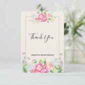 Modern roze Waterverf Floral Bouquet bedankt (Staand voorkant)