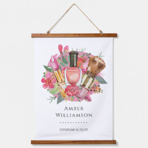 Modern roze Waterverf Makeup Artist Girly Chic Hangend Wandkleed