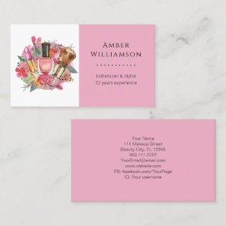 Modern roze Waterverf Makeup Artist Girly Chic Visitekaartje