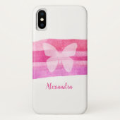 Modern roze Waterverf vlinder monogram Case-Mate iPhone Case (Achterkant)