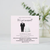 Modern Roze we zijn getrouwd. bruiloft Aankondiging (Staand voorkant)