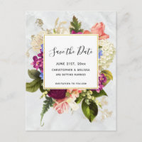 Modern Roze & Wit Bloemen Bruiloft Save the Date
