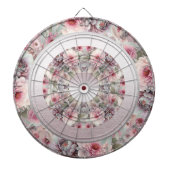 Modern Roze Wit Bloemen Dartboard Dartbord (Voorkant)
