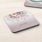 Modern Roze Wit Bloemen Hard plastiek onderzetter (Linkerzijde)