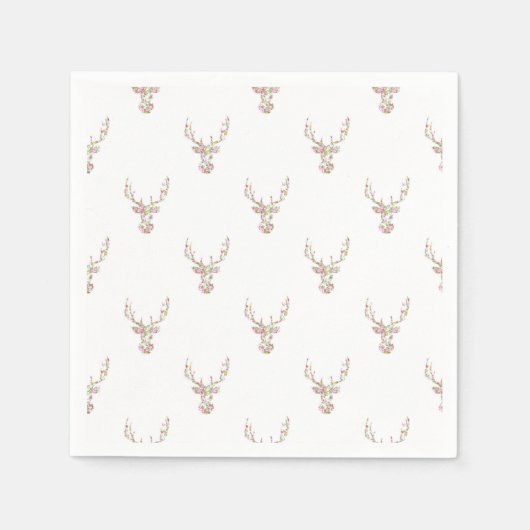 Modern roze wit bloemenhert hoofd servetten (Voorkant)