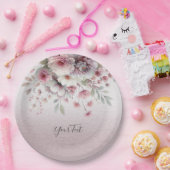 Modern roze wit bloemenpapier Bord (Feest)