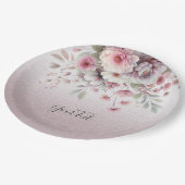 Modern roze wit bloemenpapier Bord (Gekanteld)