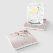 Modern roze wit bloemstenen Onderzetter (Zijkant)