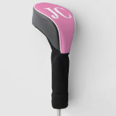 Modern Roze Wit Monogram Initialen Golfheadcover (Schuin)