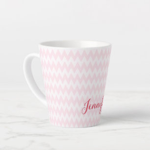Modern Roze Wit Patroon Gepersonaliseerde Elegant Latte Mok