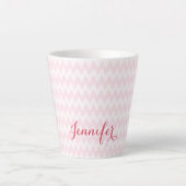 Modern Roze Wit Patroon Gepersonaliseerde Elegant Latte Mok (Voorkant)