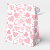 Modern Roze Wit Romantisch Liefde Hart Doodle Bedankdoosjes (Achterkant)