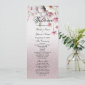 Modern Roze Witte Bloemen Trouwprogramma Programma (Staand voorkant)