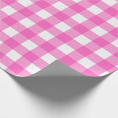 Modern roze witte buffelruitjespatroon cadeaupapier (Hoek)