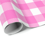 Modern roze witte buffelruitjespatroon cadeaupapier (Rol Hoek)