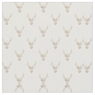 Modern Roze Witte Vintage Floral Deer Head Stof
