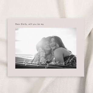 Modern Roze zal je mijn Bridesmaid foto zijn Uitnodiging Briefkaart