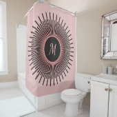 Modern Roze Zwart Elegant Monogrammed Douchegordijn (In situ)