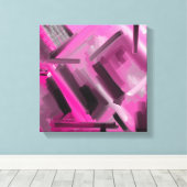 Modern Roze Zwart Grijs Abstract Decoratief Kunstw Canvas Afdruk (Insitu (Houten vloer))