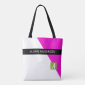 Modern roze zwart monogram draagtas (Achterkant)