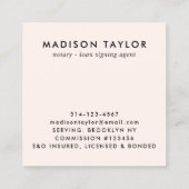 Modern roze zwarte doether Nib Public Noteur Vierkante Visitekaartje (Achterkant)