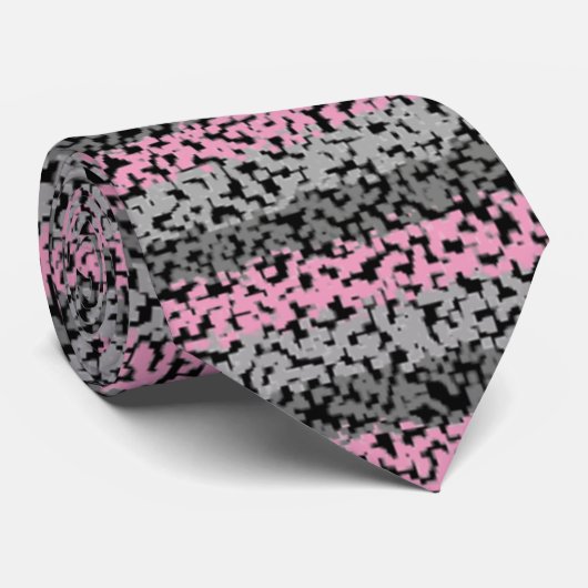 Modern roze zwarte horizontale strepen patroon stropdas (Opgerold)