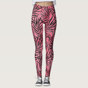 Modern roze zwarte toneelpatroon stijlvol Yoga Leggings
