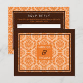 MODERN RSVP ANTWOORD KAART:: Damask kleuren 8 (Voorkant / Achterkant)