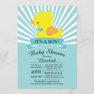 Modern Rubber Duck Boys Baby shower Uitnodiging