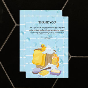Modern Rubber Ducky Bubbles Baby shower Bedankkaart