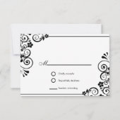 Modern Ruby Red Silver Gray Floral Wedding RSVP Kaartje (Achterkant)