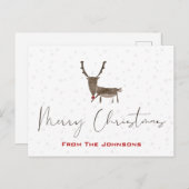 Modern Rudolf Holiday Briefkaart (Voorkant / Achterkant)