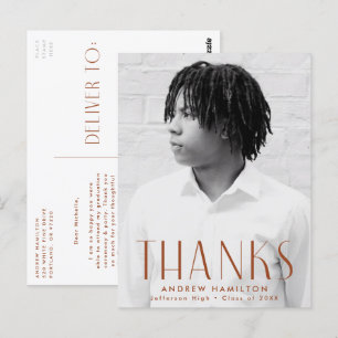 Modern Rust Photo Afstuderen Bedankt Briefkaart