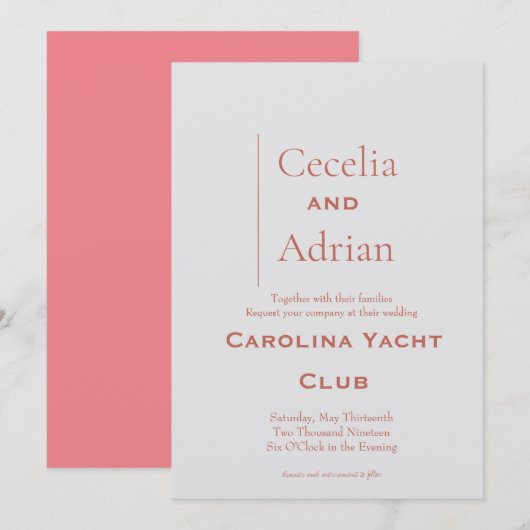 Modern Rust Wedding Uitnodiging (Voorkant / Achterkant)