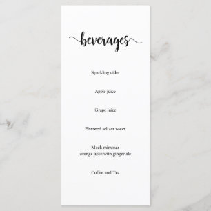 Modern Rustic Black Script, Wedding Beverages Menu