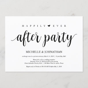 Modern Rustic, Black script, Wedding Elopement Kaart