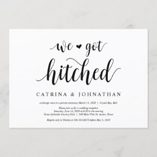 Modern Rustic, Black script, Wedding Elopement Kaart