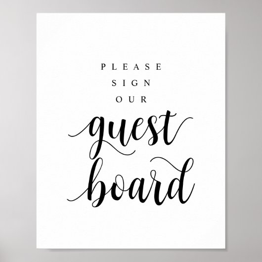 Modern Rustic Black Wedding Our Guest Board Poster (Voorkant)