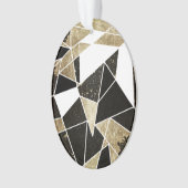 Modern Rustic Black White en Faux Gold Geometric Ornament (voorkant)
