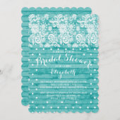 Modern Rustic Blue Lace Bridal Shower Kaart (Voorkant / Achterkant)