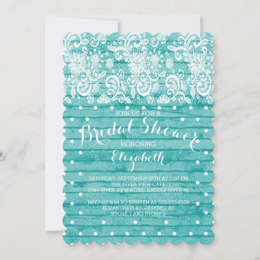 Modern Rustic Blue Lace Bridal Shower Kaart (Voorkant)